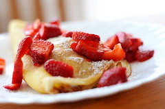 Image of American Breakfast - Strawberries and panckaes